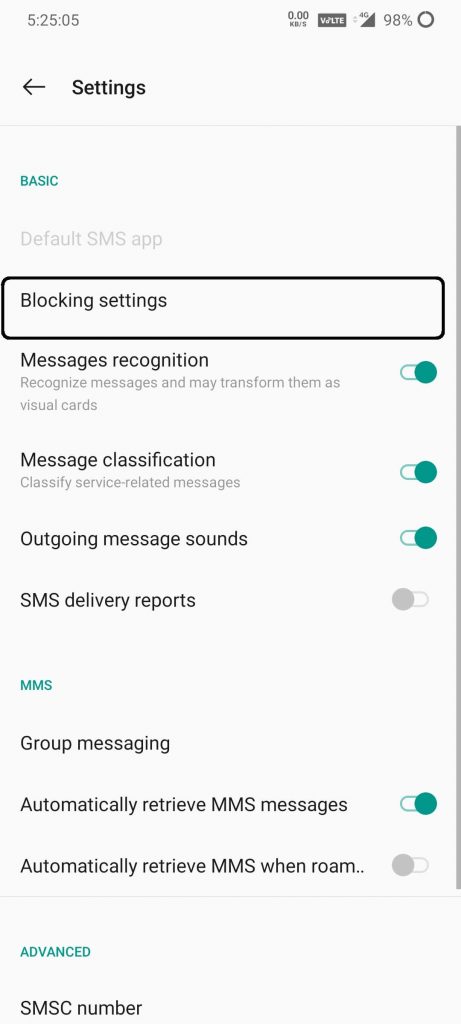 Select Blocking Settings