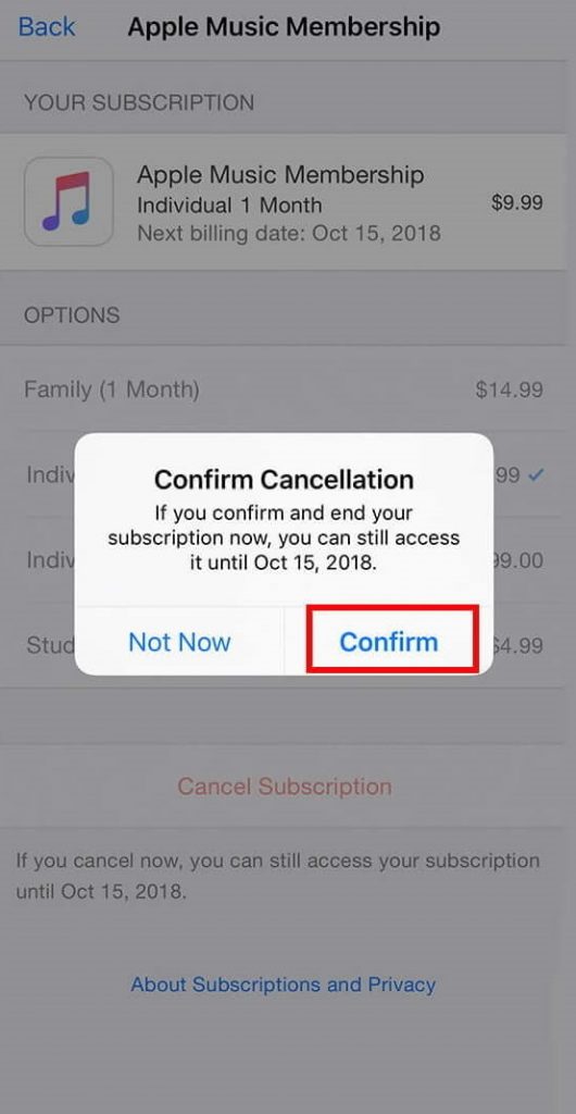 Choose Confirm