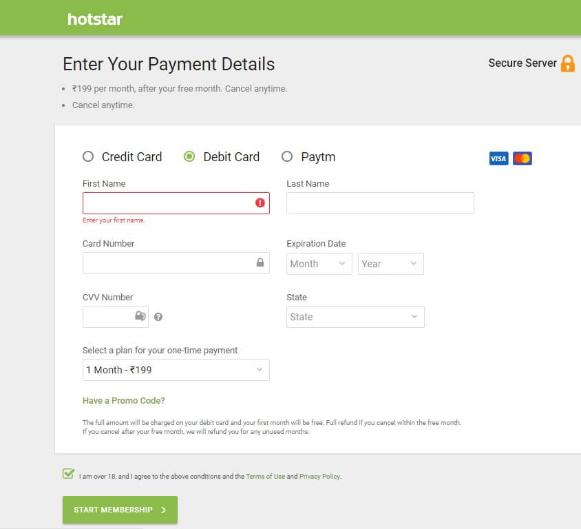 Choose Payment Option