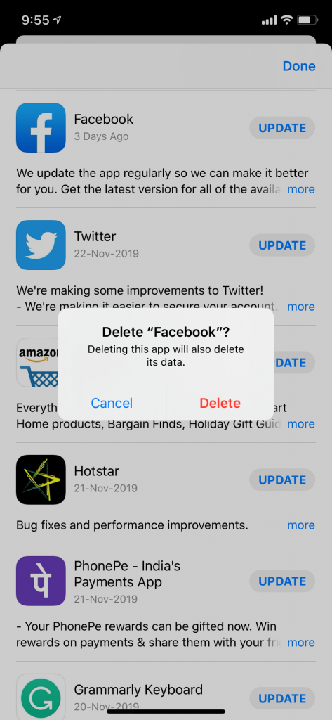 Delete iPhone app