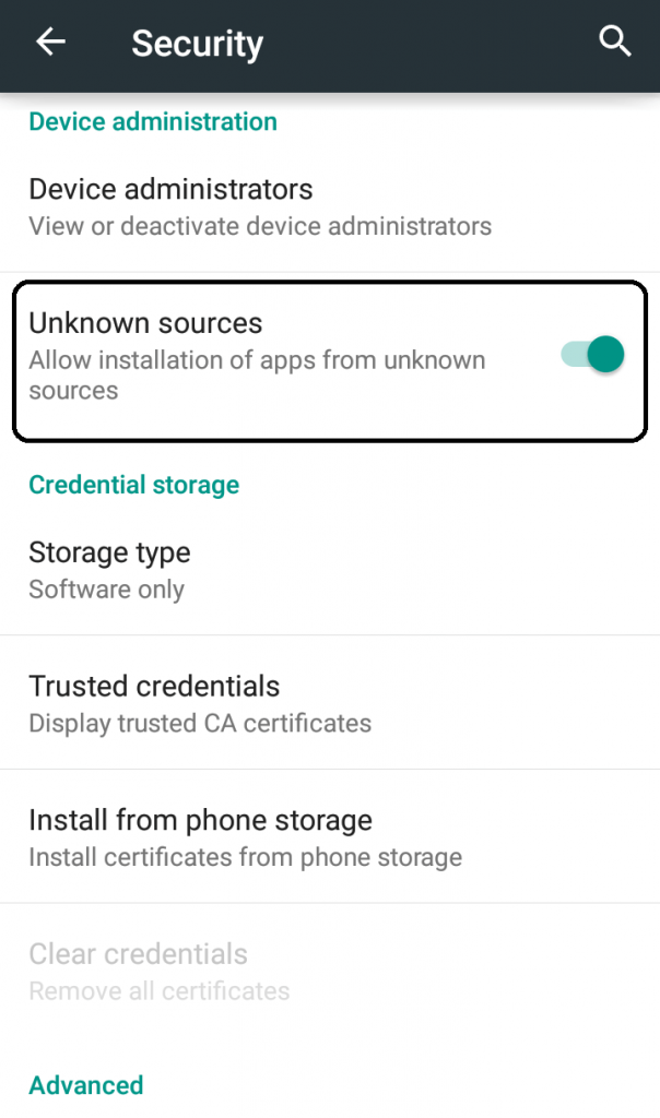 Enable Unknown Sources: solid streamz apk