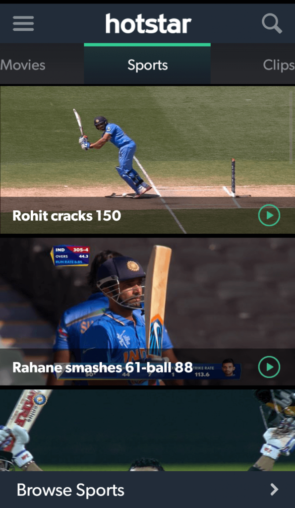 Hotstar Sports Videos