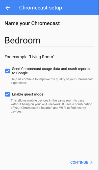 Provide a Name for Chromecast