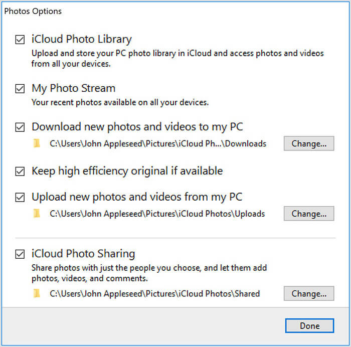 Select Done option - How to Transfer Photos from iPhone to PC