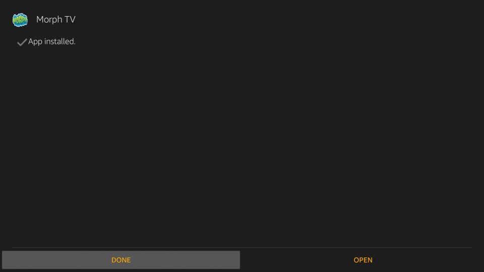 Tap Open to Launch Morph TV