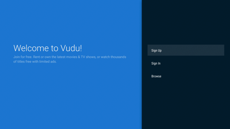 Sign Up for Vudu Account