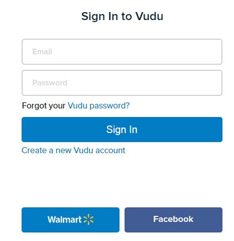 vudu sign in