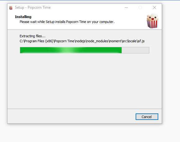 Popcorn time getting installed