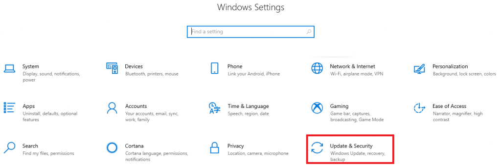 Windows 10 settings