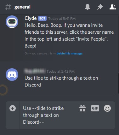 Cross Out Text in Discord
