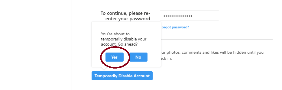 How to deactivate instagram account temporarily