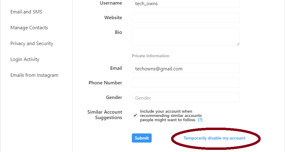 How to deactivate instagram account temporarily