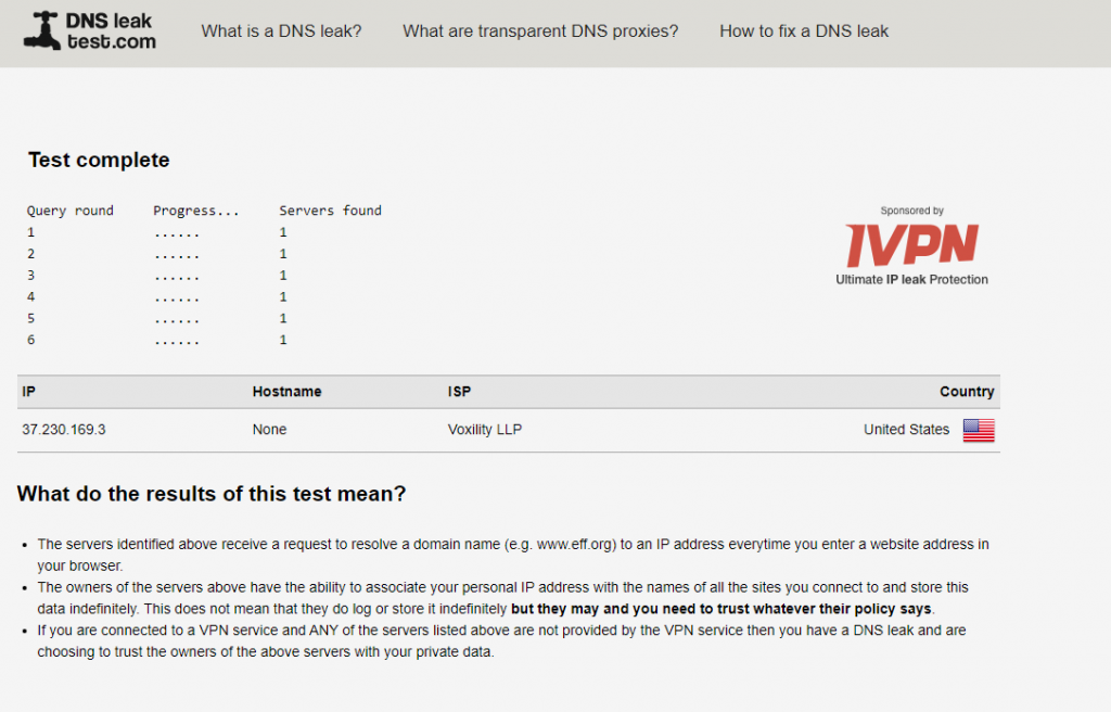 PureVPN DNS Leak Test