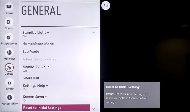 Reset LG  Smart TV