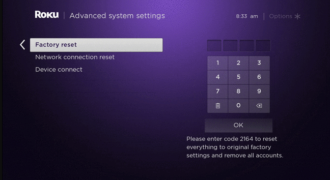 Factory Reset Roku