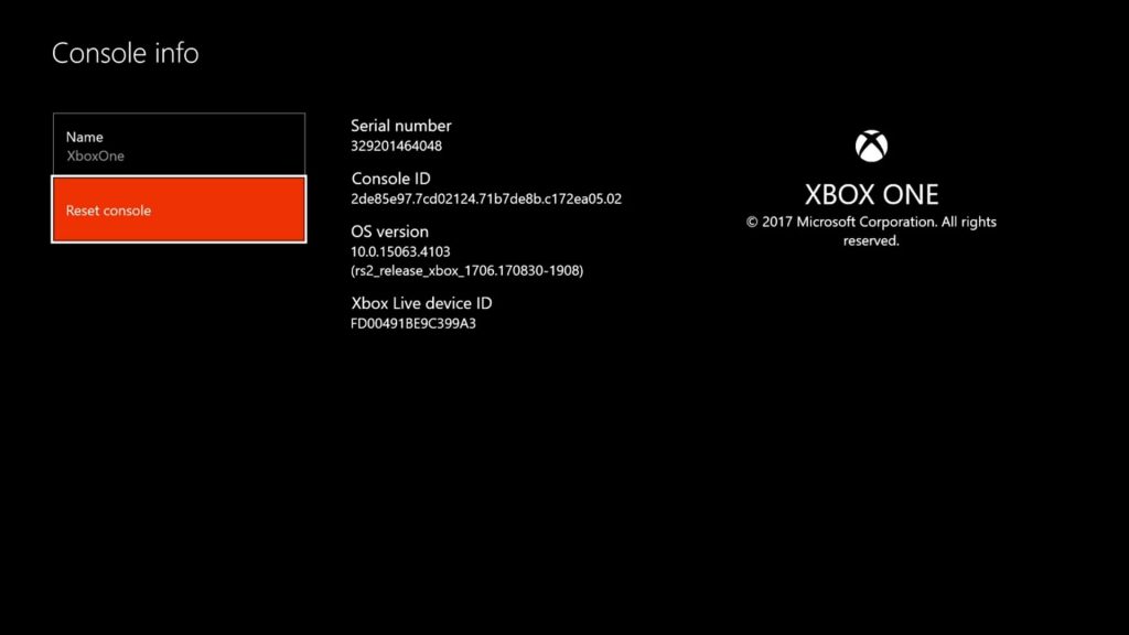 Factory Reset Xbox