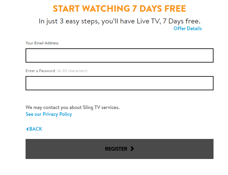 Sign up for Sling TV