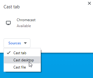 Choose the Cast Desktop option to screen mirror VLC