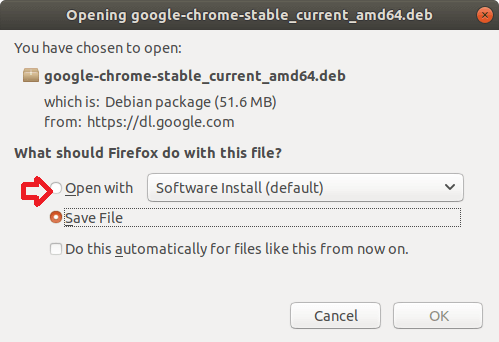 Open the Downloaded Chrome deb package