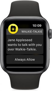 how to accept walkie talkie invite on apple watch