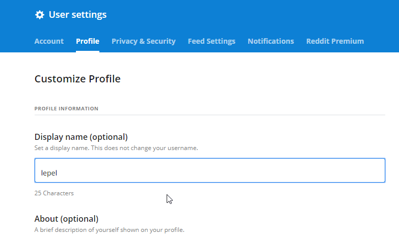 Change Reddit Display Name