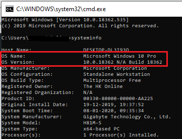 Check the Windows version