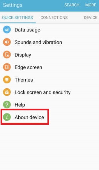 Click on About Device