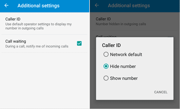 Click on Hide Number option -How to Make Your Number Private on Android