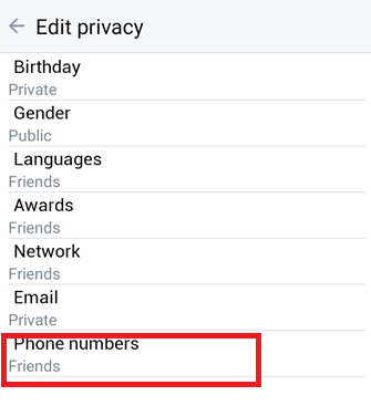 Click the Phone Number option