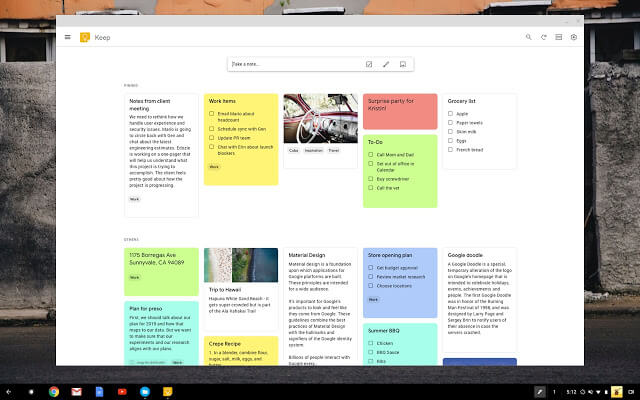 Google Keep - Best Text Editor for Chromebook