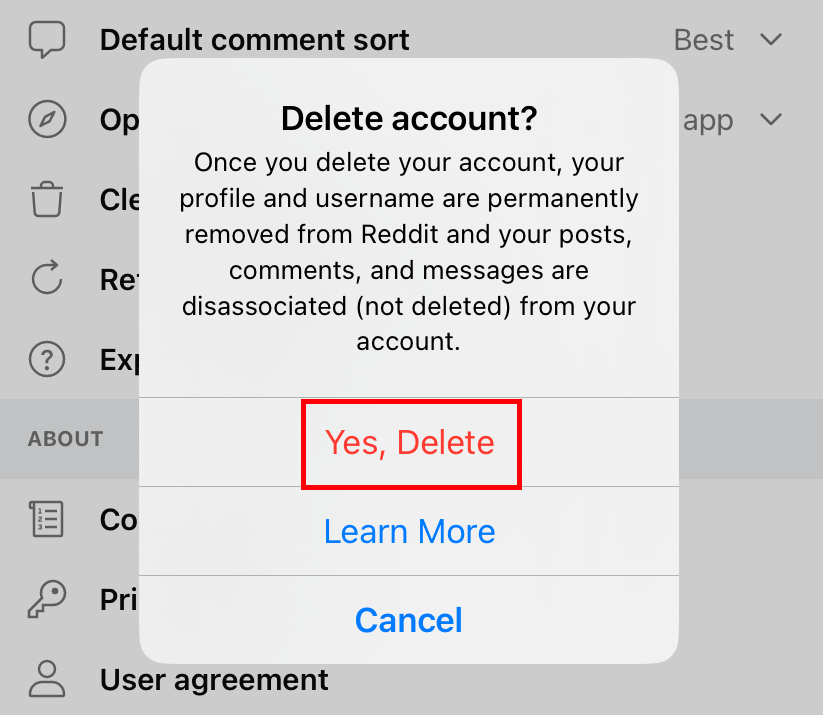 How to Delete Reddit Account Using Mobile