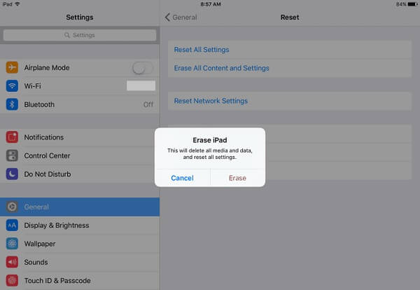 Erase/Wipe your iPad