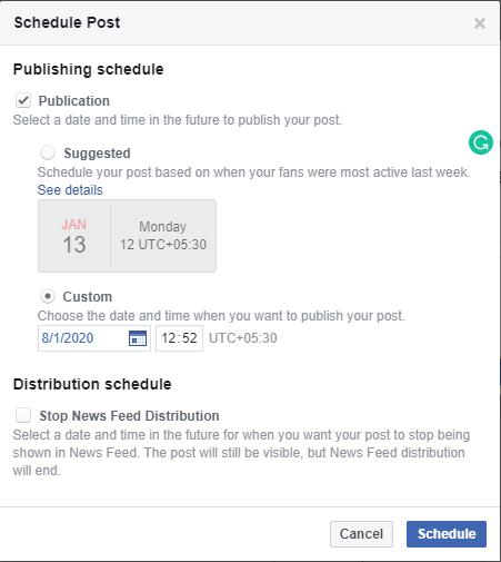 Schedule Posts on Facebook