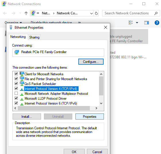 Select Internet Protocol Version 4