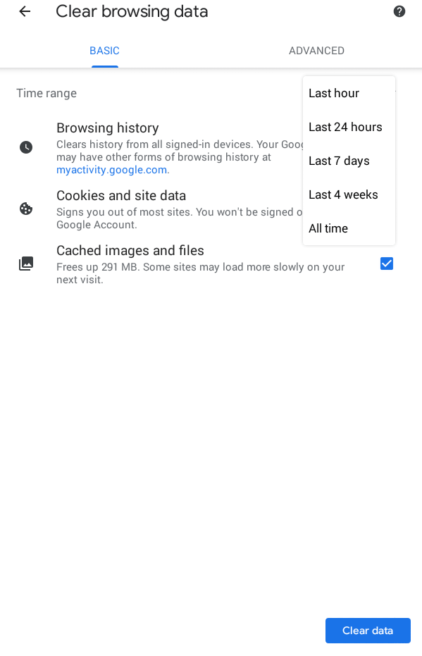 Set a Time Range: Clear Cache Chrome