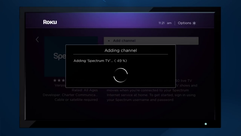 Spectrum TV App downloading screen