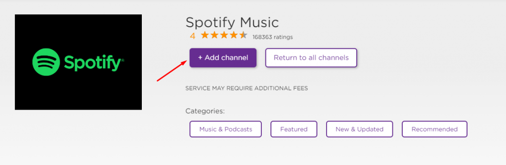 Add Spotify Channel on Roku