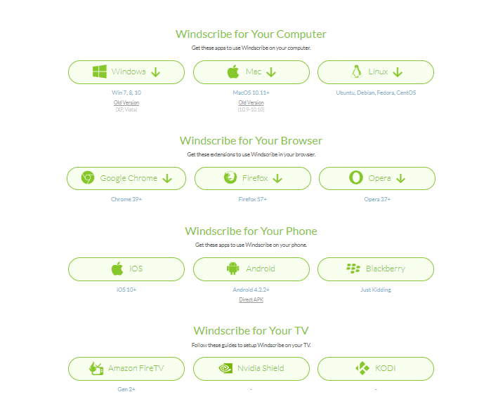 Windscribe VPN supported devices