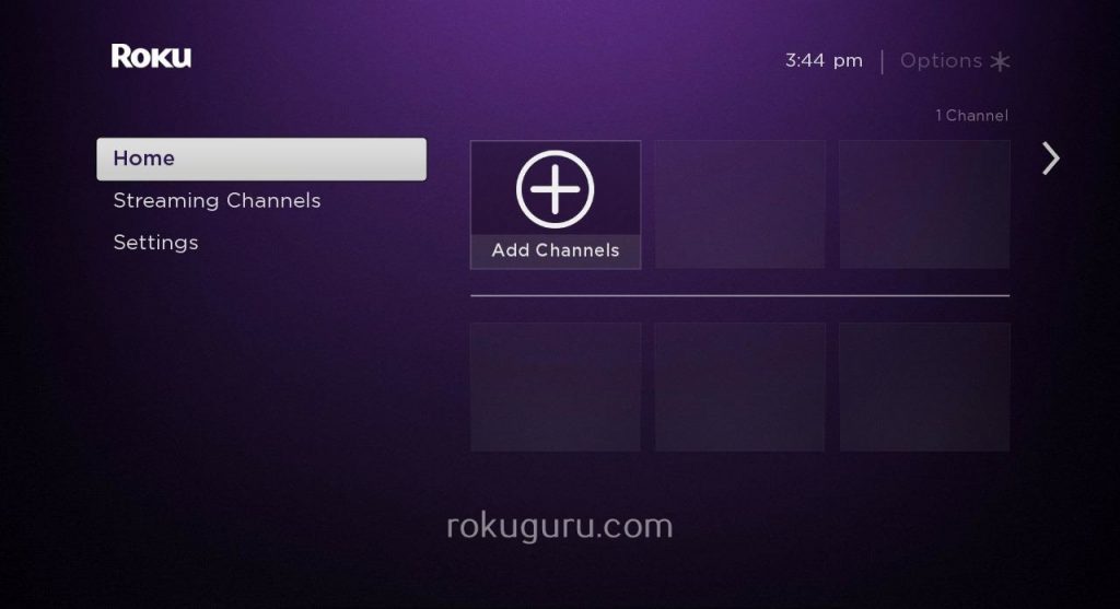   Roku home screen