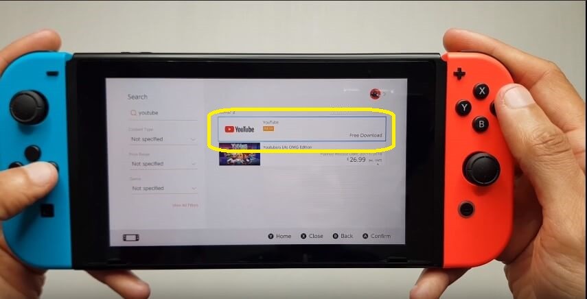 YouTube on Nintendo Switch