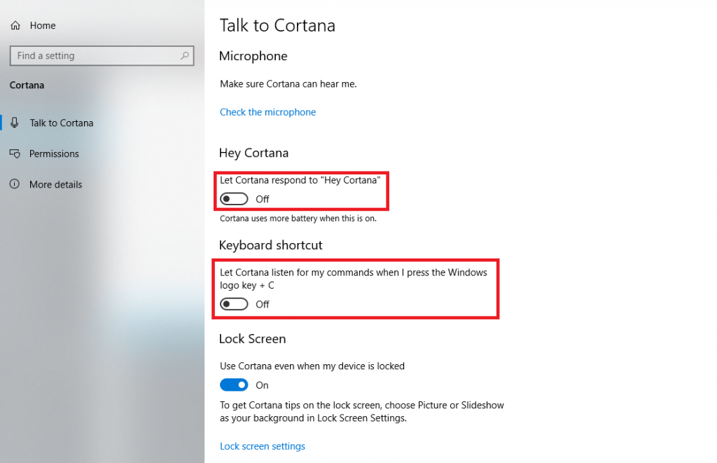 turn off cortana temporarily