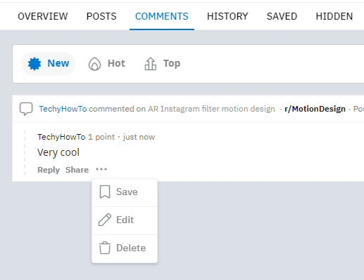 how to delete reddit comments