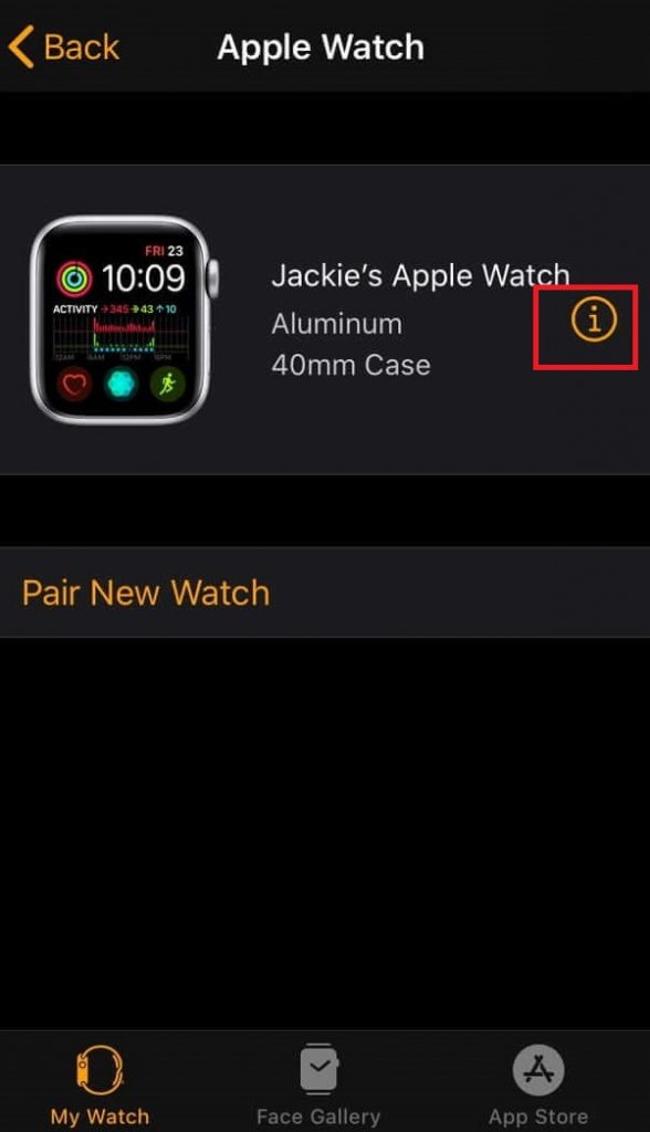 Unpair Apple Watch with iPhone