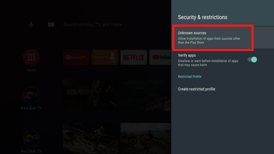 Enable Unknown source on Mi Box