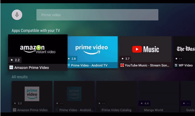 Search for Prime video app