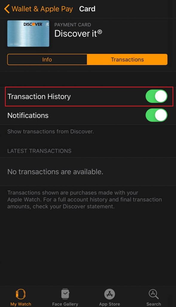 View Transaction History