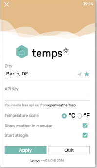 Temps Weather app 
