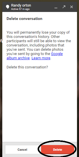 delete Sent Message on Hangouts