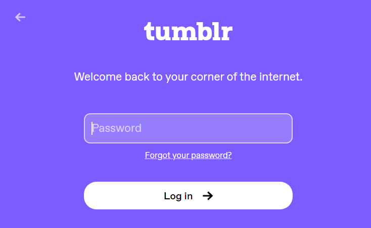 enter your Tumblr password