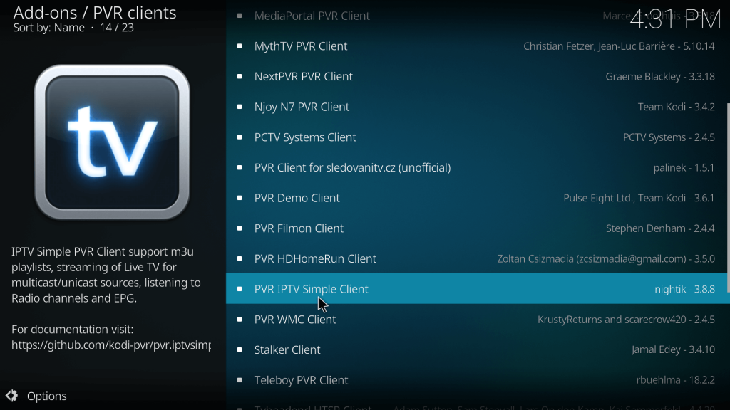 PVR IPTV Simple Client